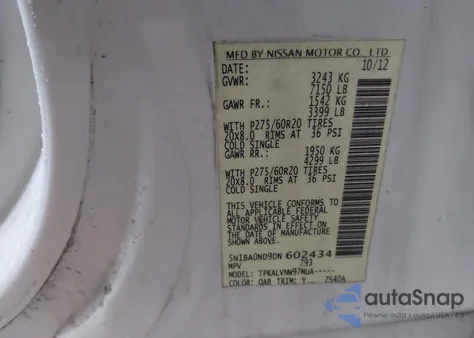 2013 Nissan Armada Sl из США, поврежденный, VIN 5N1BA0ND9DN602434